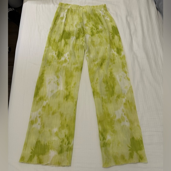 Zara Kids 13-14 Bright Green & White Flowy Pants - Picture 7 of 9